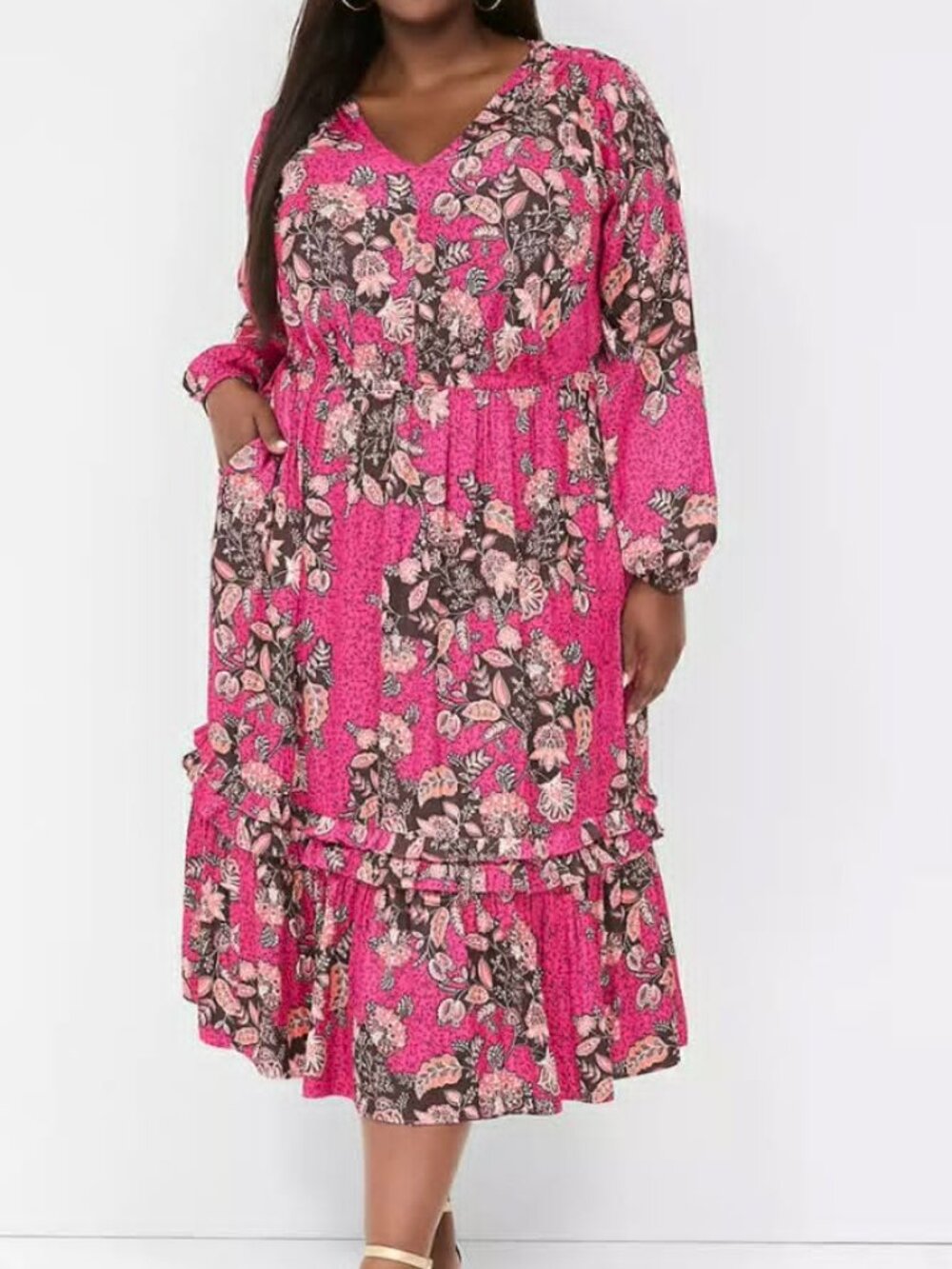 FLOWY PINK FLORAL DRESS